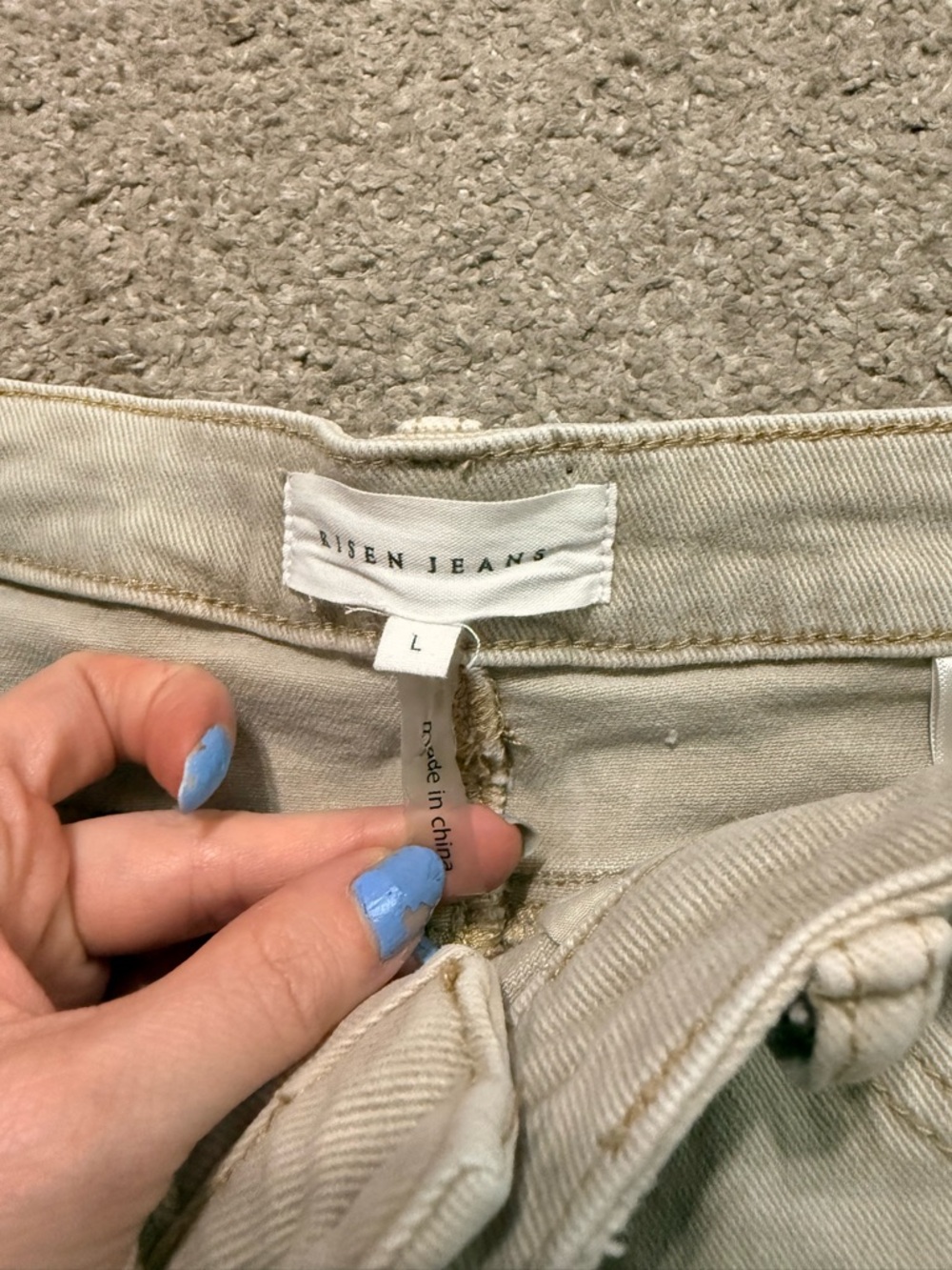 Risen Distressed Hem Tan Shorts High Rise - Picture 3 of 8